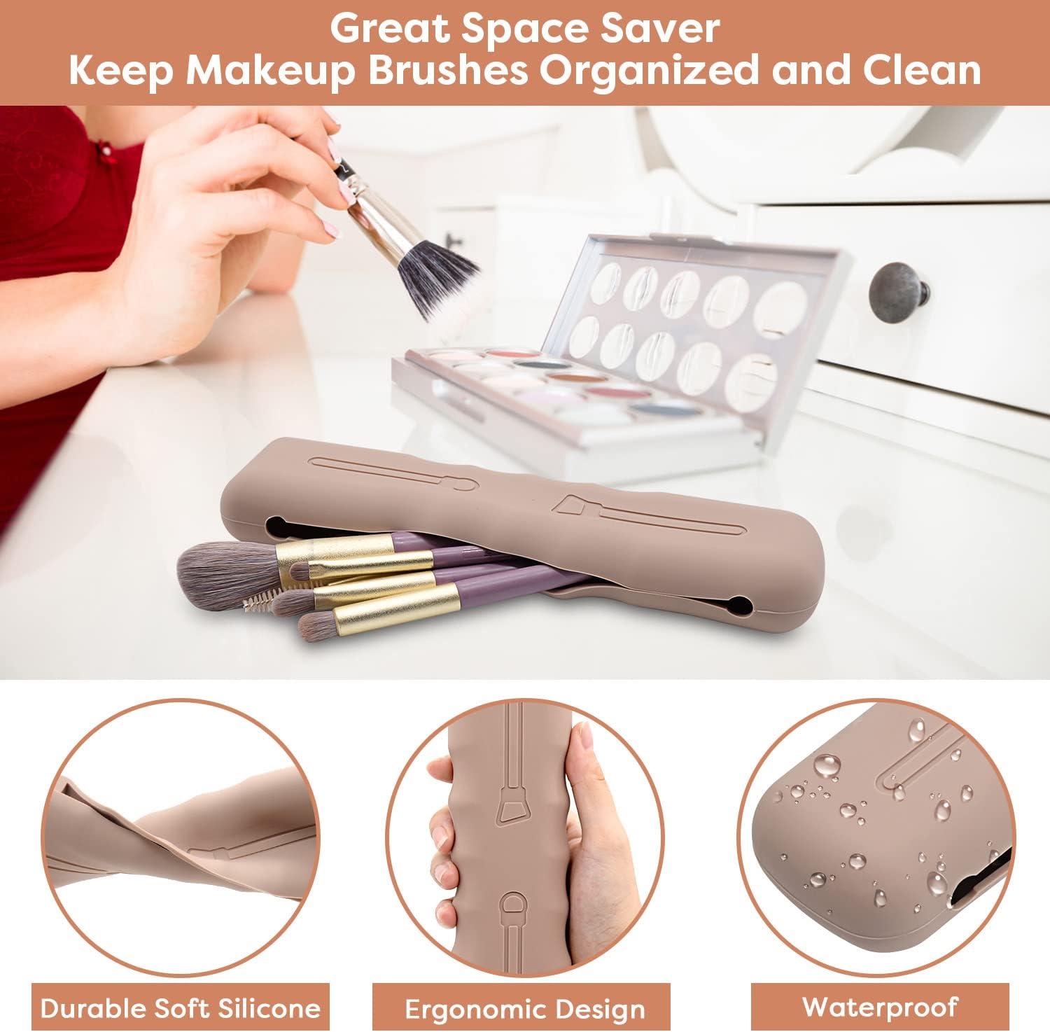 Makeup Brush Covers, Silicone Brush Organizer Case for Makeup