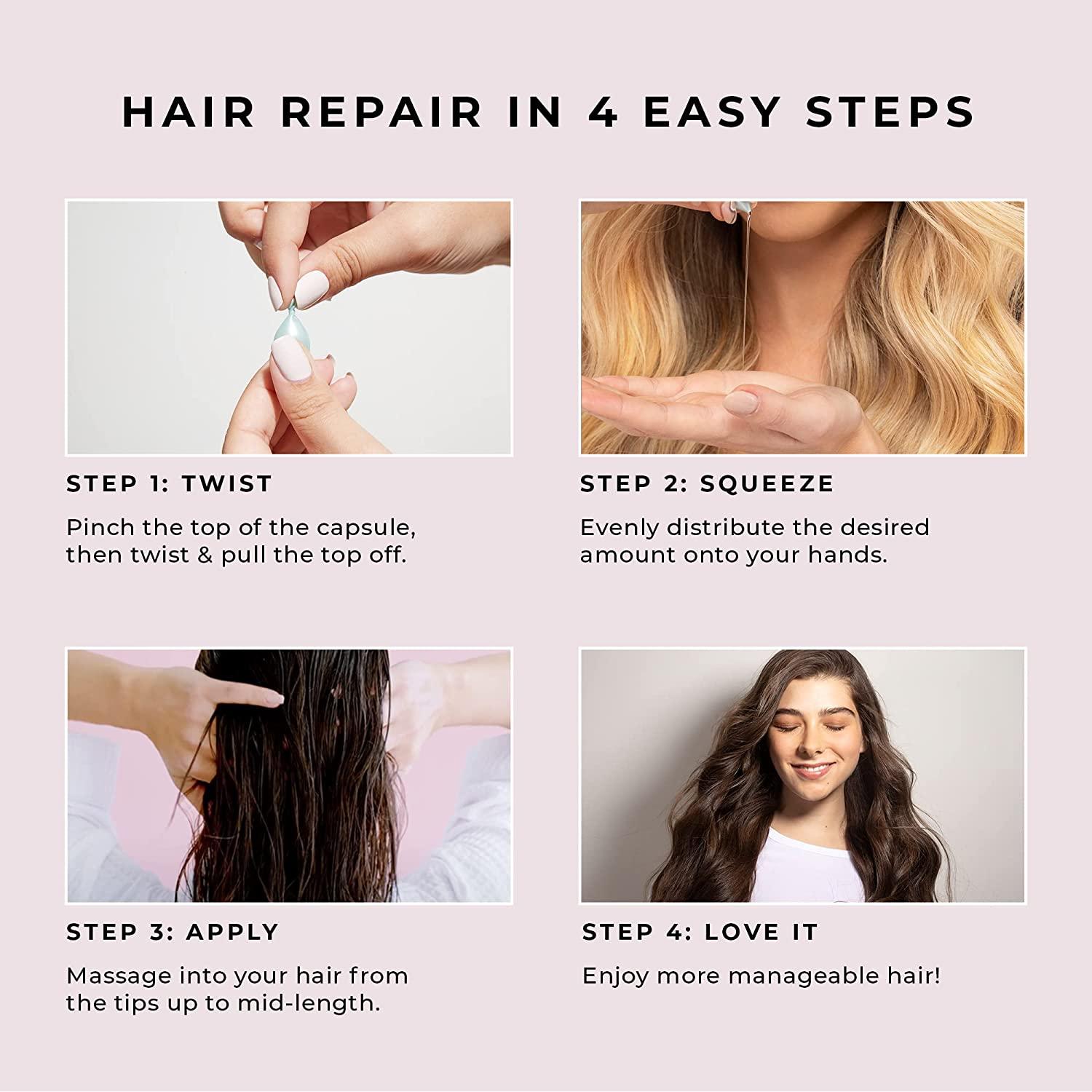 Keratin Hair Serum Capsules Treatment with Amino Acids, Silk Protein