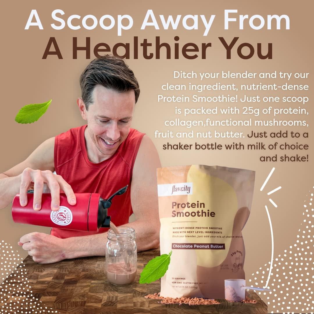 FlavCity NonGMO Chocolate Peanut Butter Protein Powder Smoothie