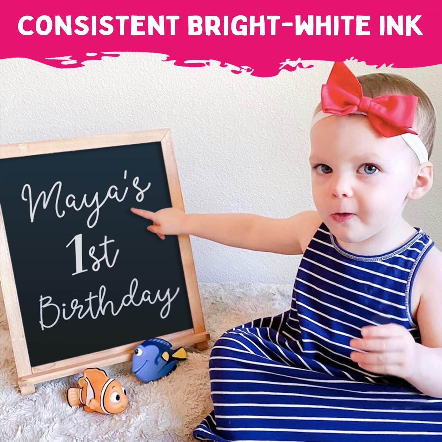 Chalkola White Chalk Markers Fine Tip (4 Pack 3mm) - Wet & Dry Erase Chalk Pens for Blackboard, Chalkboards, Windows, Signs, Glass, Bistro - 3mm