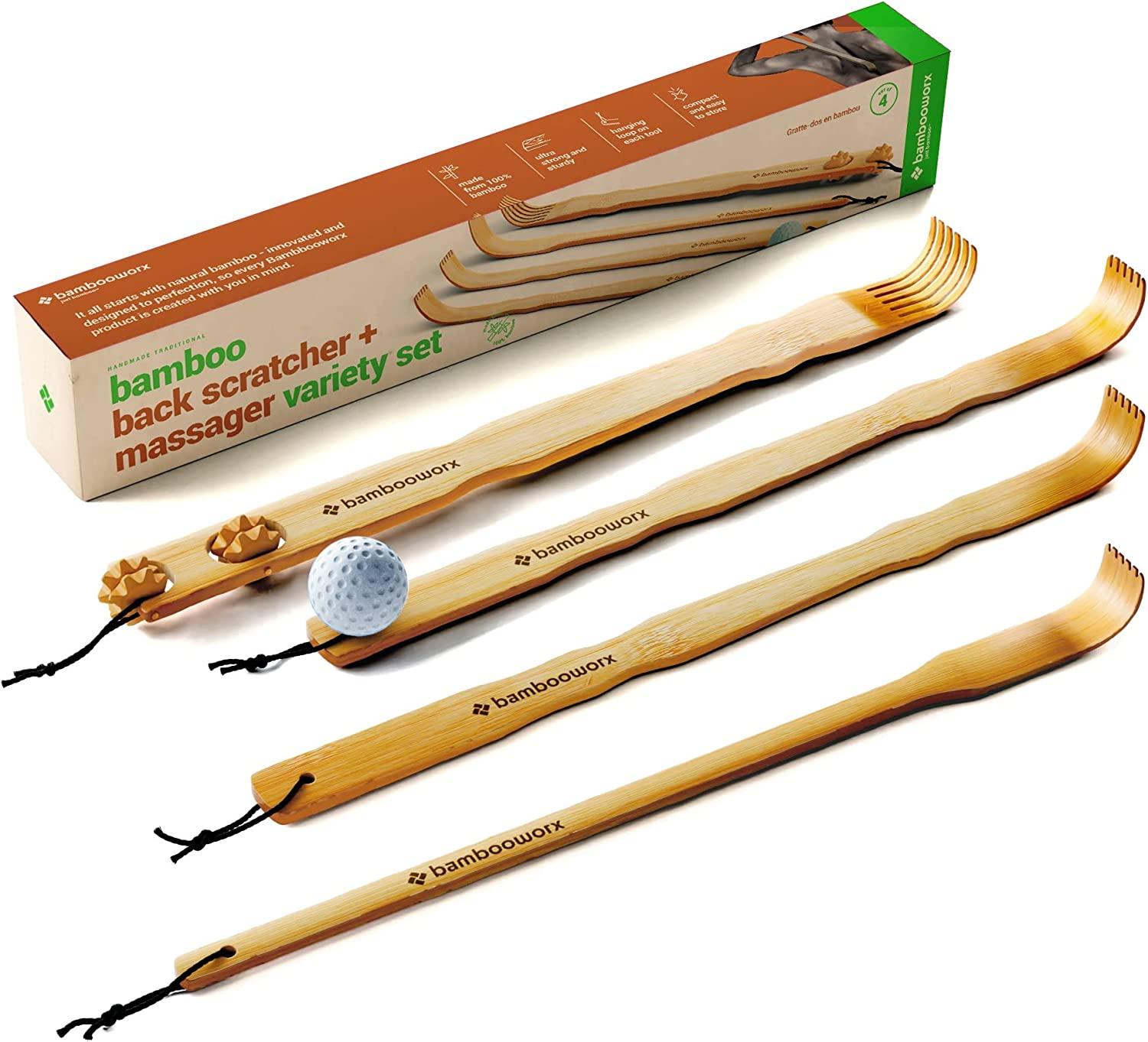 BambooWorx Traditional Bamboo Wooden Back Scratcher 4 Piece Body