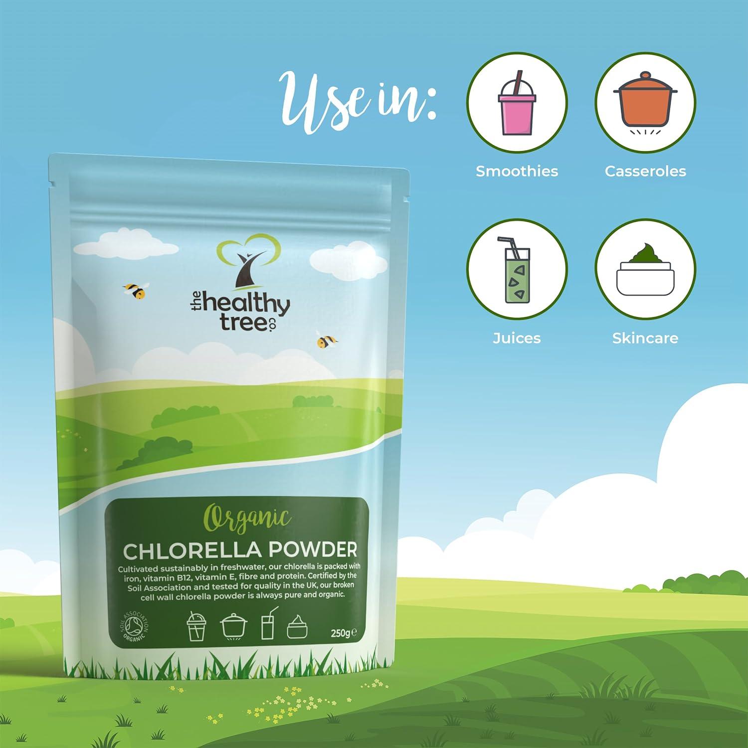 Organic Chlorella Powder by TheHealthyTree Company for Juices and