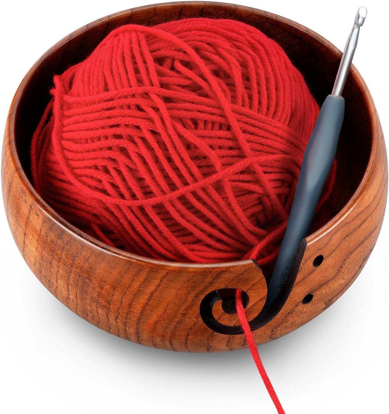  Wooden Yarn Bowl Knitting Bowl Large Yarn Holder Dispenser  Handmade Yarn Storage Bowl for DIY Knitting Crocheting Accessories Wool  Holder