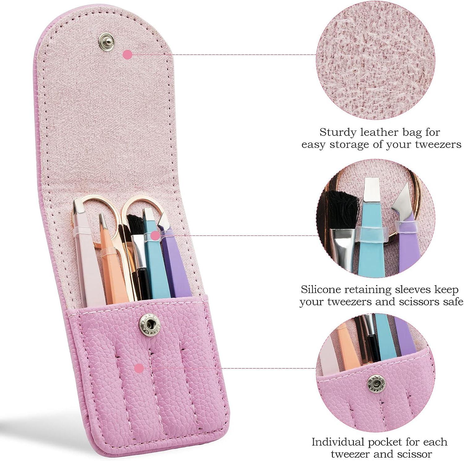 Precision Tweezers Set for Eyebrows, Facial Hair, Ingrown Hair