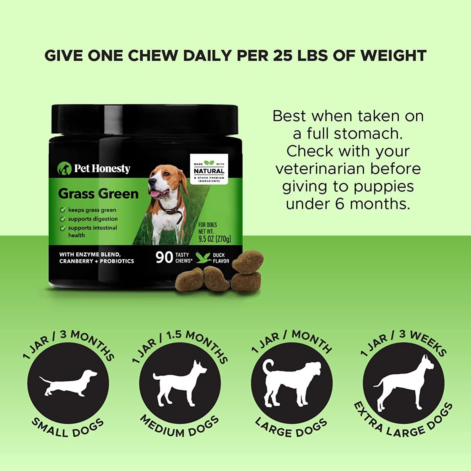 PetHonesty Grass Green Grass Burn Spot Chews for Dogs Dog Pee Lawn Spot Saver Treatment Caused