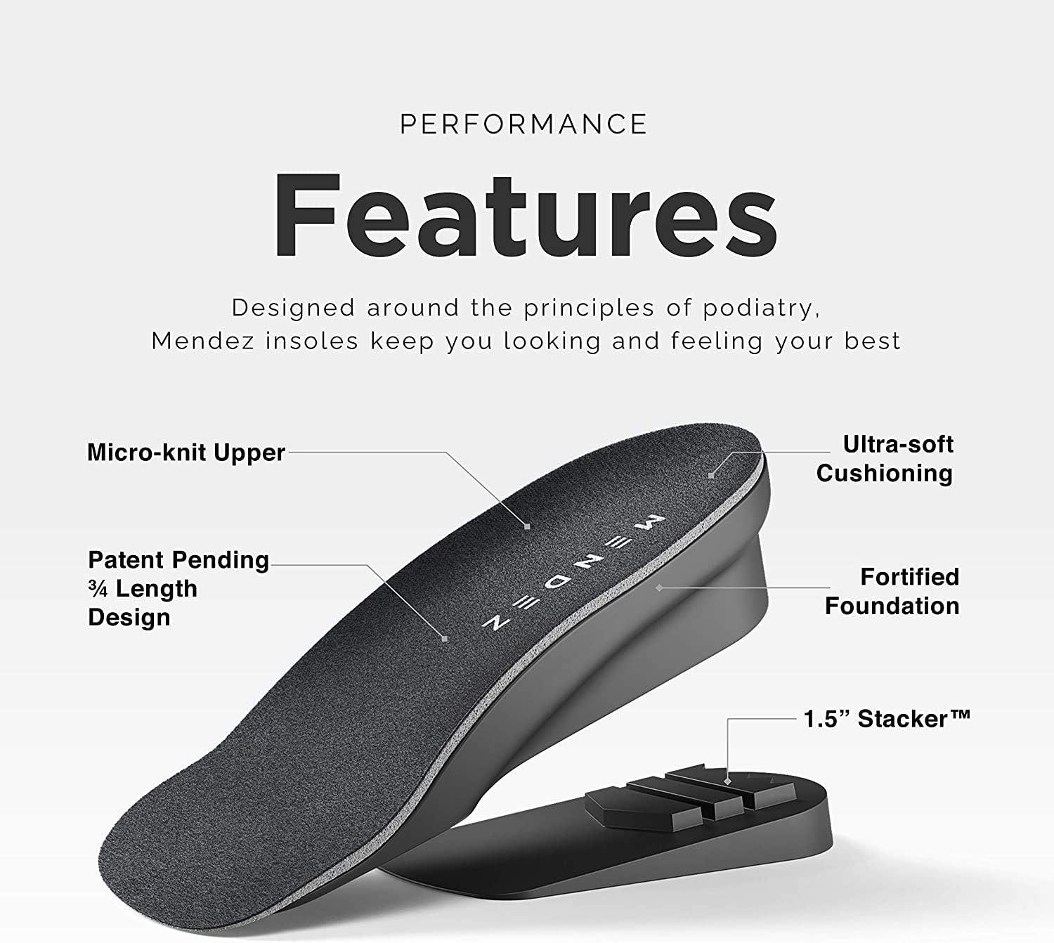 Mendez Premium Height Increase Insole Comfortable Shoe Lifts for