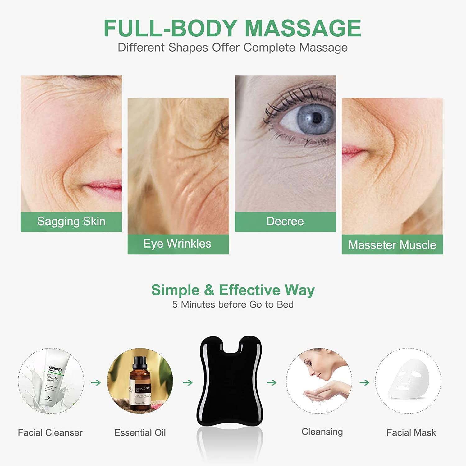 airogym Guasha Massage Tool,Natural Stone Gua Sha Board, 4PCS Guasha