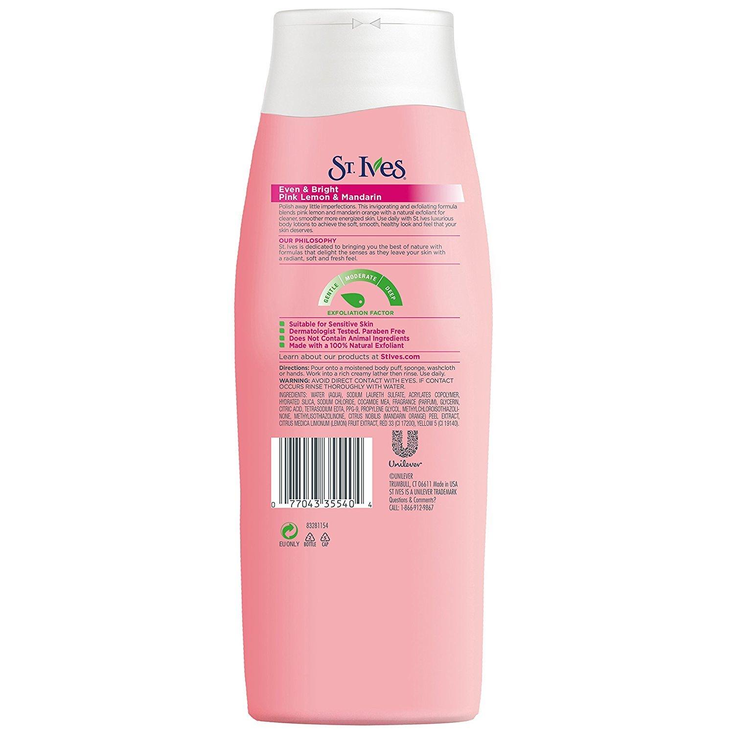 St Ives Radiant Skin Body Wash 13.5 oz (399ml) Pink Lemon & Mandarin