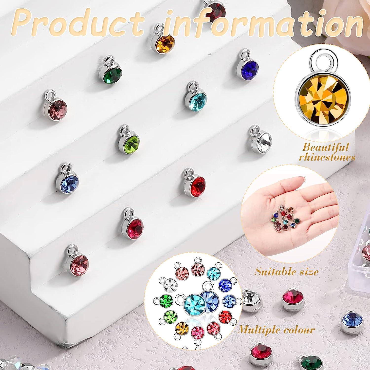 120 Pieces Charms for Jewelry Making Birthstone Charms Earring Charms  Flower Charms Silver Charms Bling Charms Enamel Charms for Jewelry Making  Earring Accessory 12 Colors (Multiple Color)