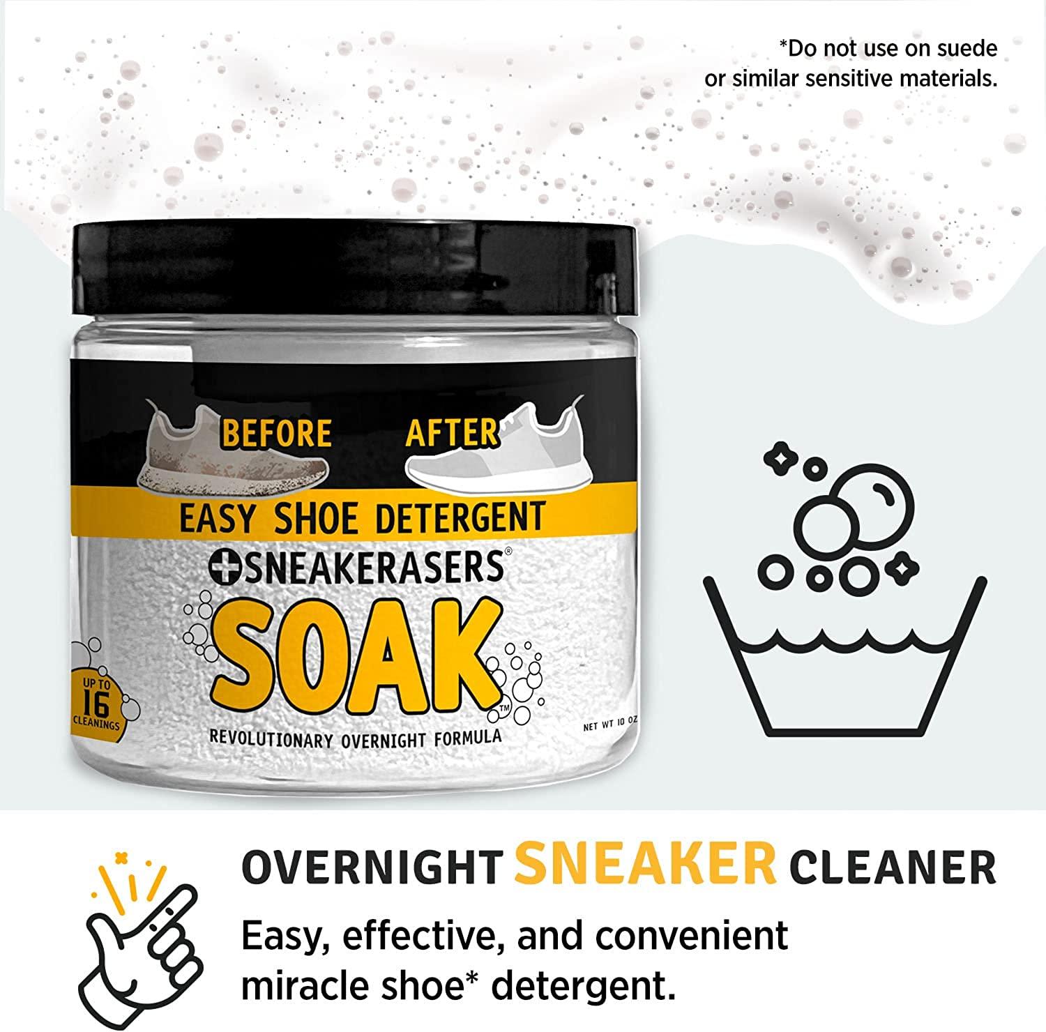 SneakERASERS Overnight Soak, Shoe and Sneaker Cleaner, Easy Detergent for  Sneakers athletic shoes, and more. No fuss!