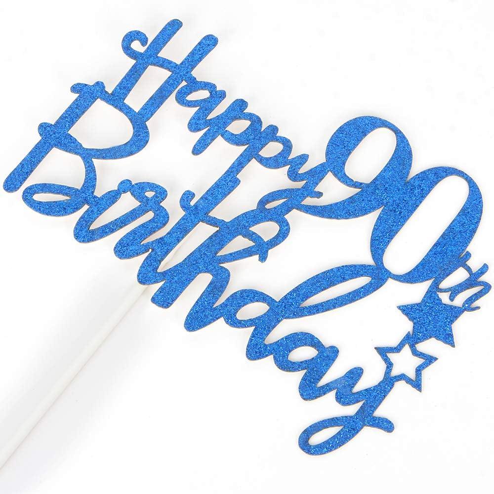 CakeDeco Taarttopper Happy Birthday Vierkant - Licht Blauw