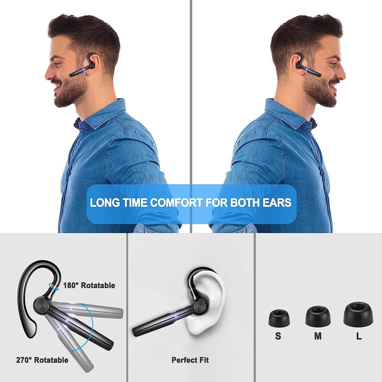 Bluetooth headset, oplaadbox, led-display, 100 uur speeltijd, headset met microfoon, bluetooth V5.3 headset met ruisonderdrukking microfoon, handsfree, bluetooth-oor voor autorijden, kantoor, bedrijf