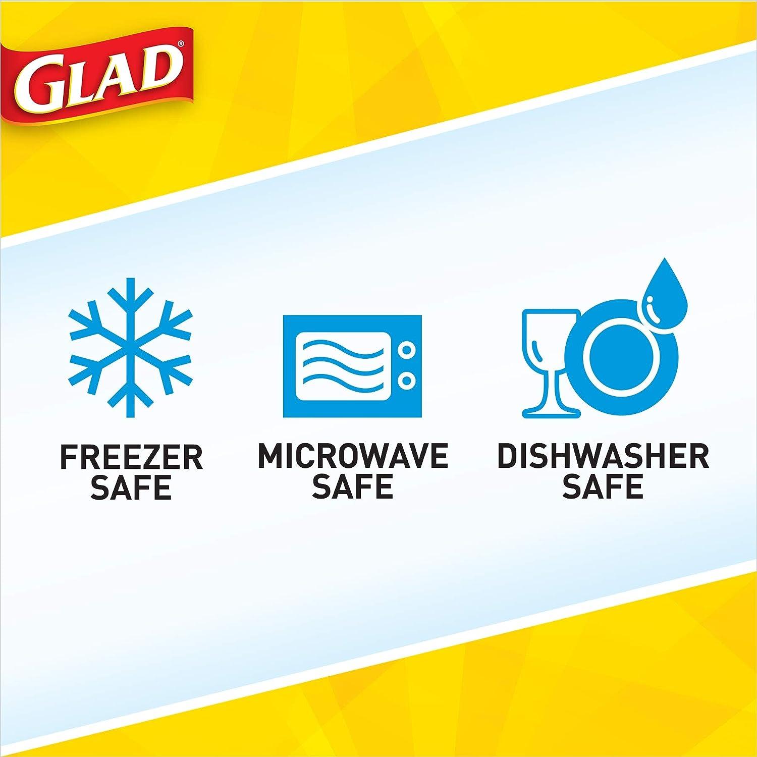 Glad Gladware Entree Plastic Square Containers with Lids, 25  Ounce, 5 Count (Pack of 1) : Health & Household