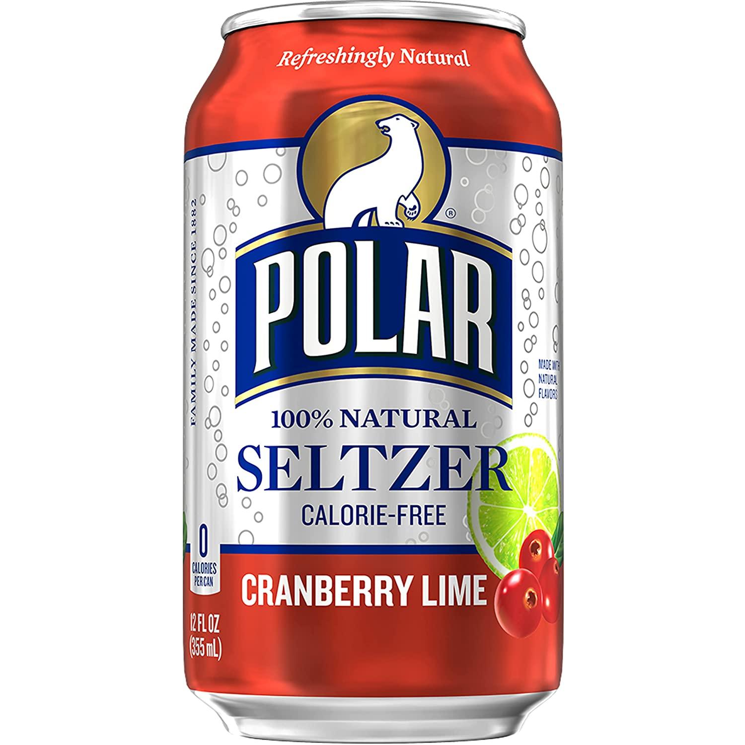 Polar Seltzer Water Cranberry Lime, 12 fl oz cans, 12 pack