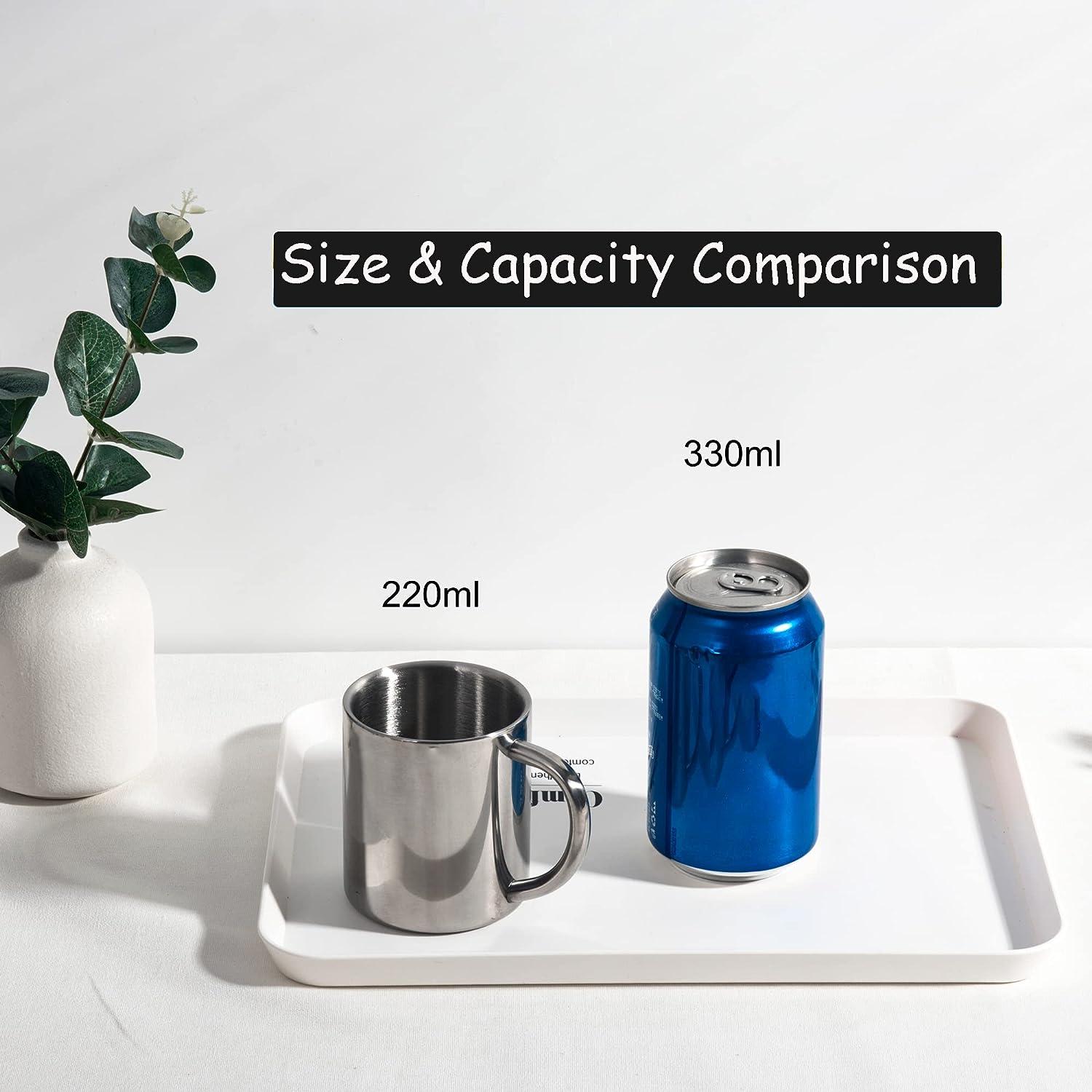 Set Of 2 Stainless Steel Tea & Coffee Cups, Drinking Cups For Kids Silver Color Each Coffee Cup Size 2 9 X 2 9 Inch Easter Day Mothers Day Good Friday Gift - View #4
