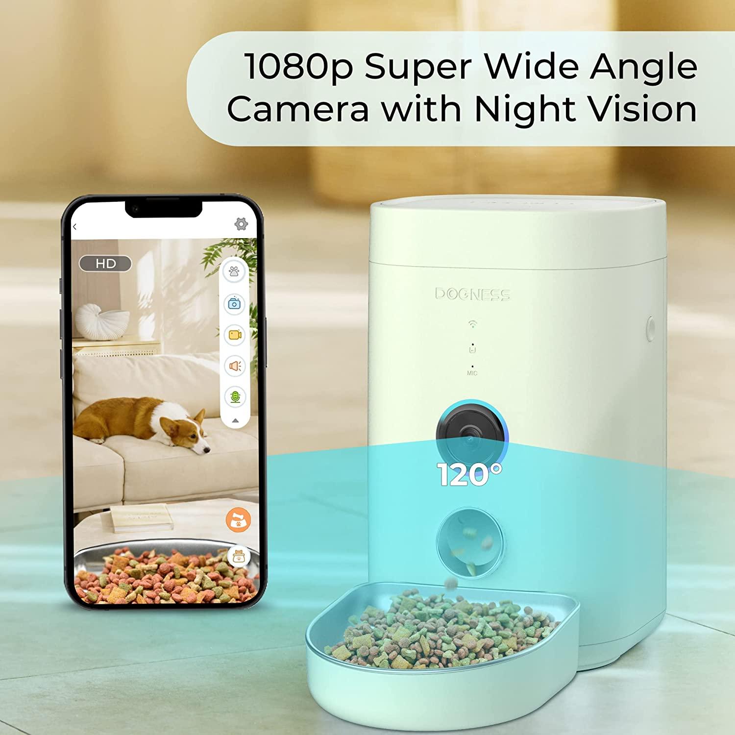 DOGNESS Automatic Cat Feeder with Camera 1080P HD Video Night