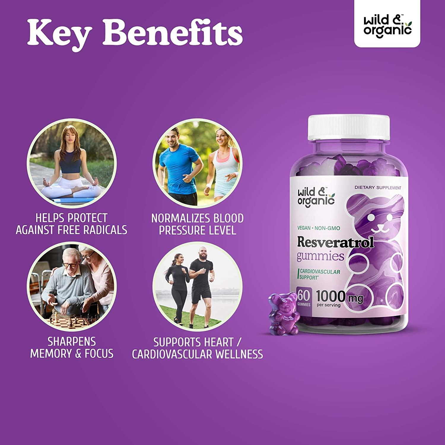 Wild Organic Resveratrol Gummies Resveratrol Supplement for Immune System Antioxidant Support