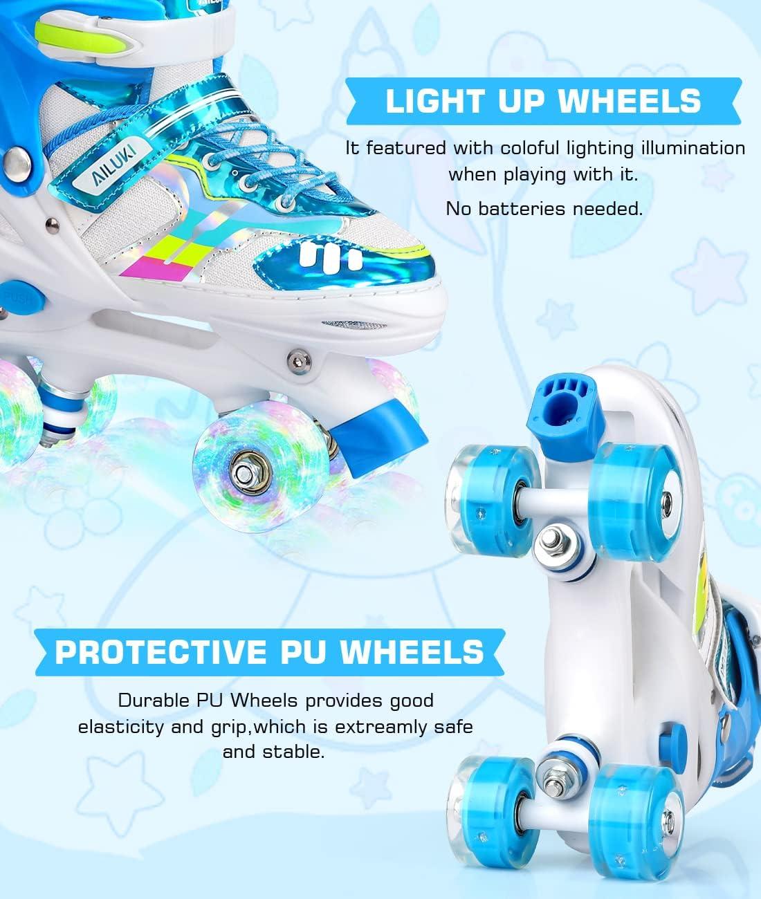 Roller Skates for Girls and Boys,4 Size Adjustable Kids Toddler Roller
