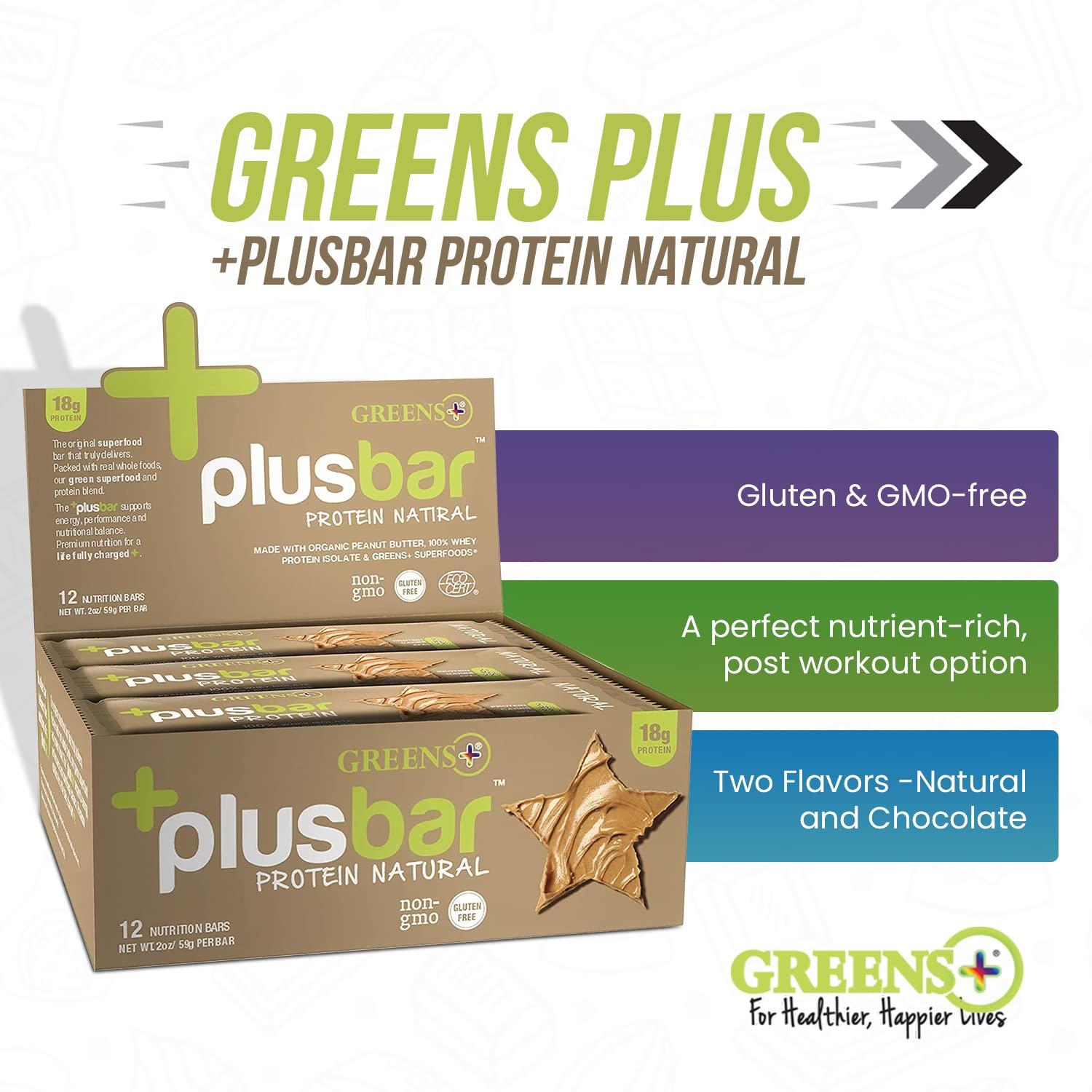 Greens+ Plusbar Protein Natural Gluten Free Whey Protein Bar