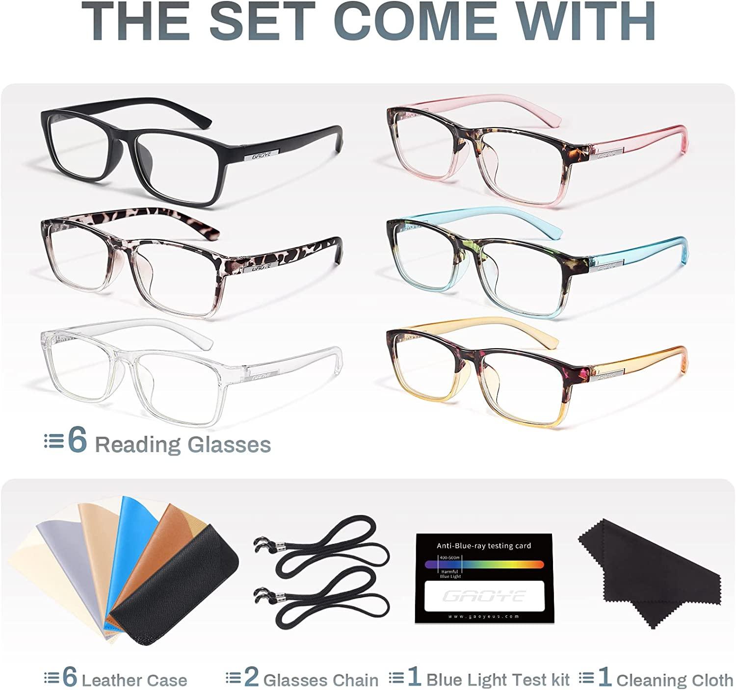 Gaoye Pack Blue Light Blocking Reading Glasses for Men Women