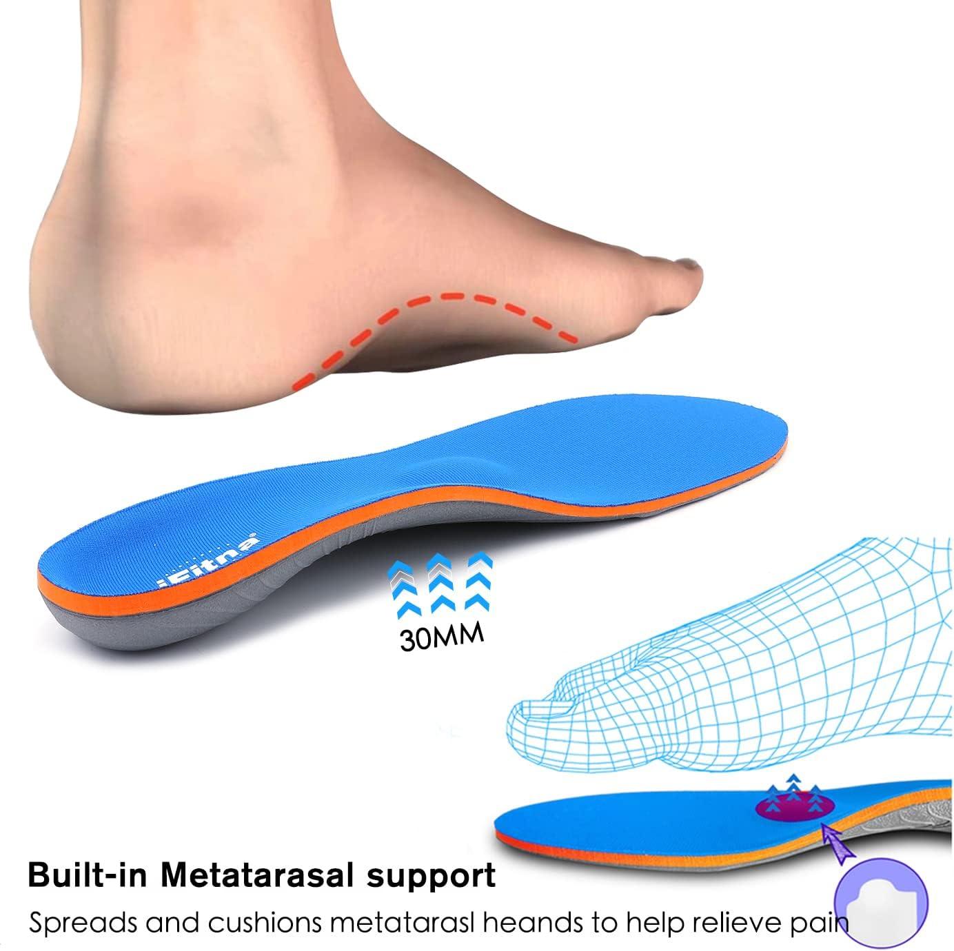 Welnove Plantar Fasciitis Arch Support Insoles - Heavy Duty High Arch Inserts Standing Day Fatigue Reduce Orthotic Cushion Foot Pain Flat Feet Heel Spu