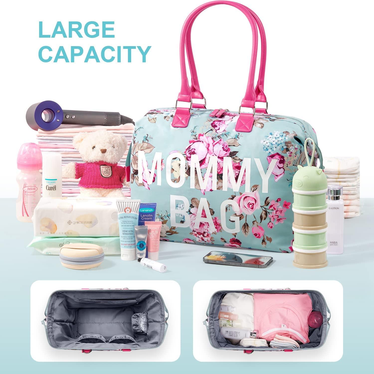 LitBear Diaper Backpack, Large Capacity Multifunction Nappy Bags,  Waterproof, Floral Insulated Durable Travel Maternity Back Pack for Baby  Girls with