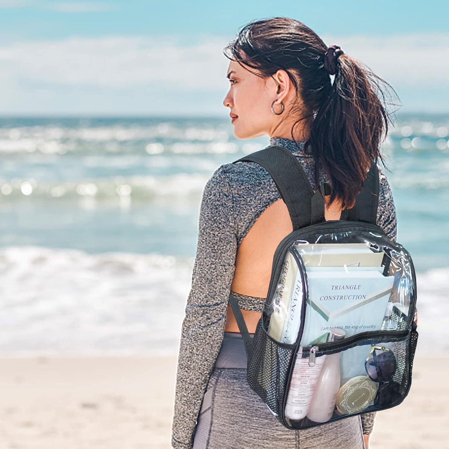 Stadium Approved Clear Mini Backpack with Adjustable Straps Perfect for Concerts, Sports, Work
