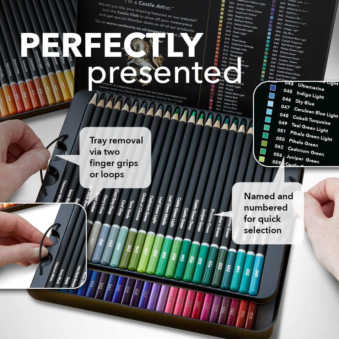 Castle Art Supplies 120 Colored Pencils Set | Quality Soft Core Colored  Leads for Adult Artists, Professionals and Colorists | Protected and  Organized