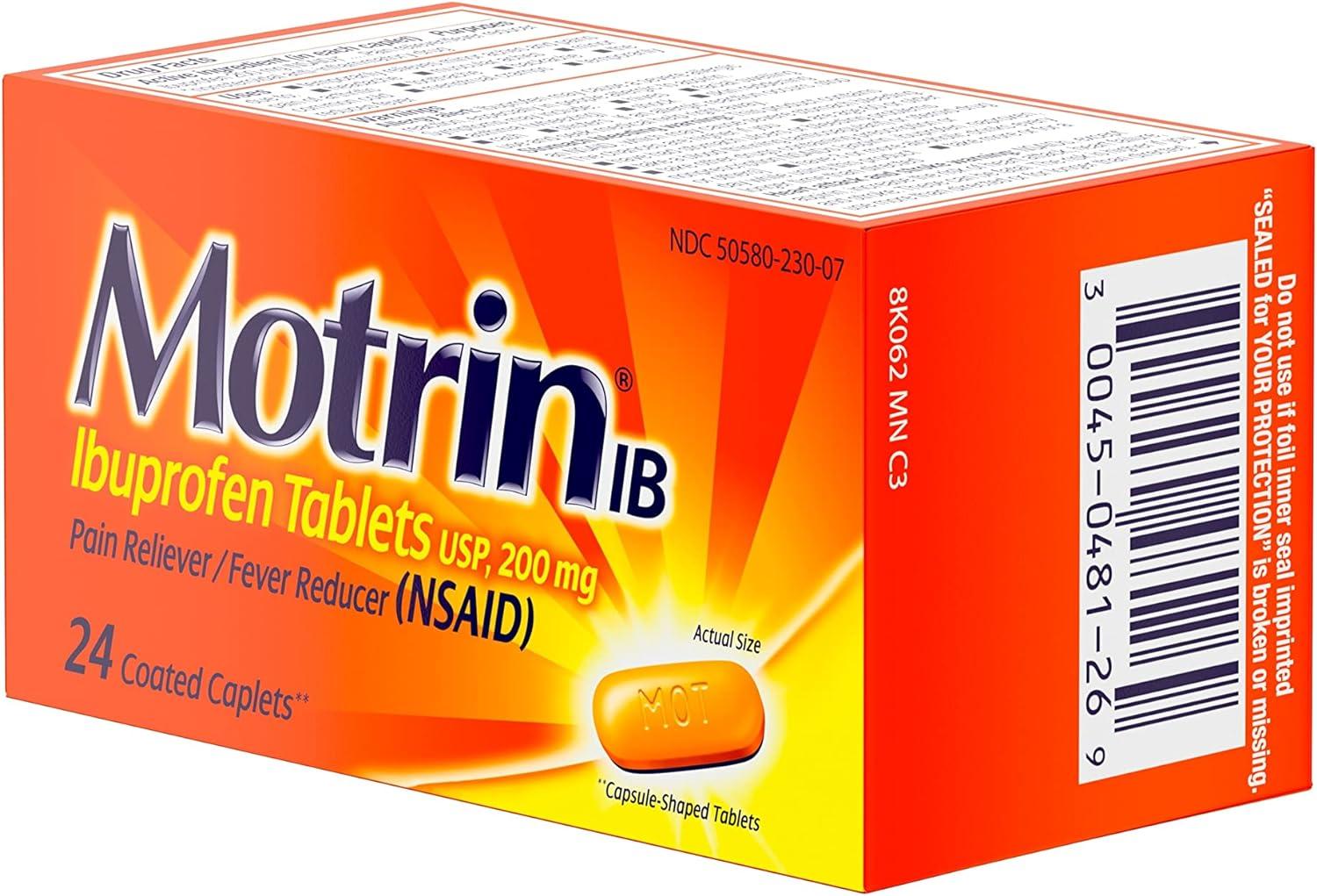 Motrin IB Ibuprofen 200mg Tablets for Fever Muscle Aches Headache