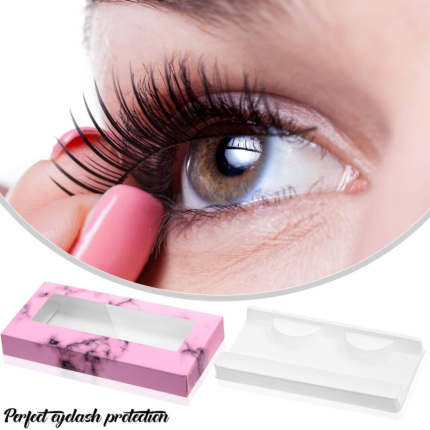 60 Pieces Empty Eyelashes Packaging Box and Tray, 30 Empty Lash Box