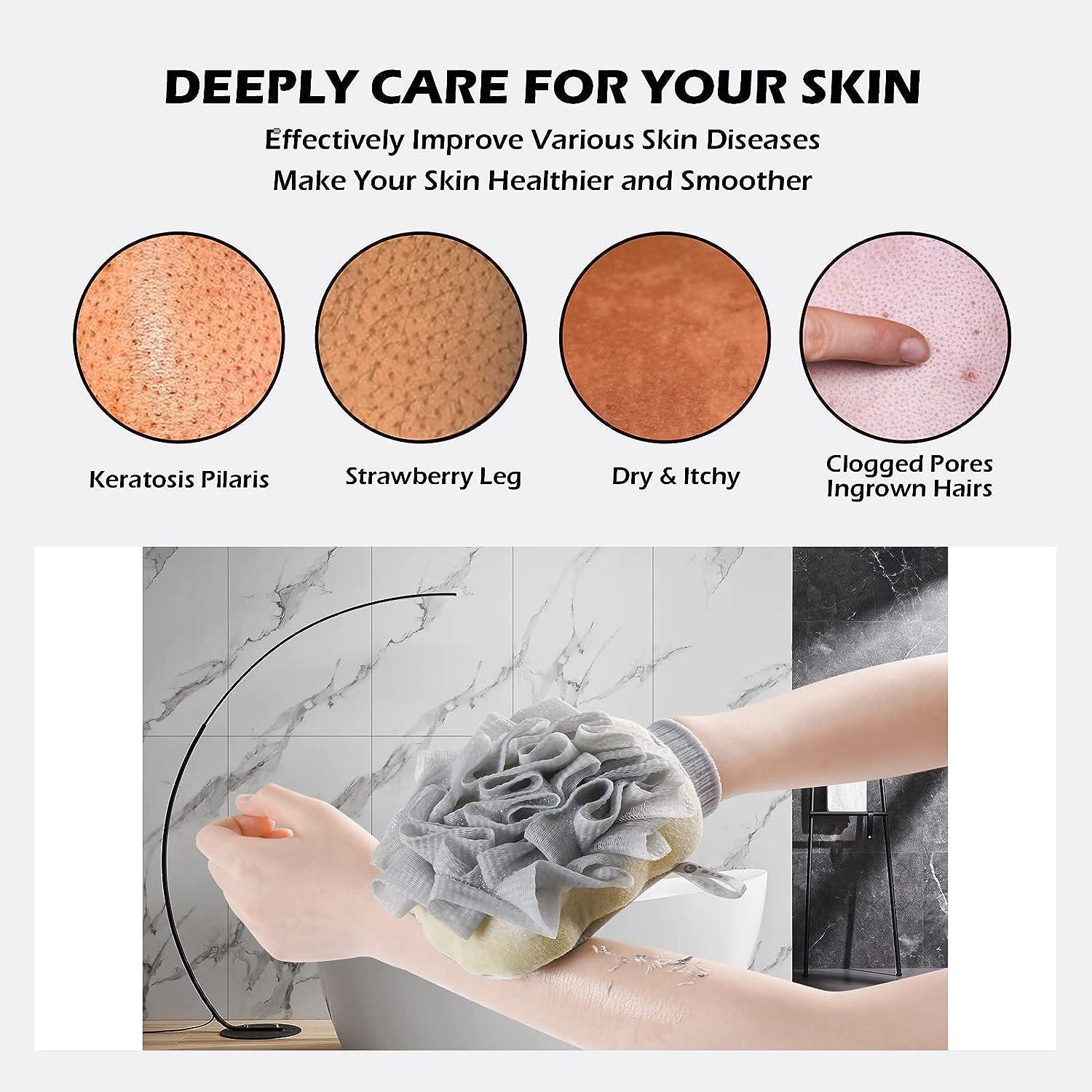 2In1 Exfoliating Glove,ENESNES Exfoliating Body Scrubber for Shower