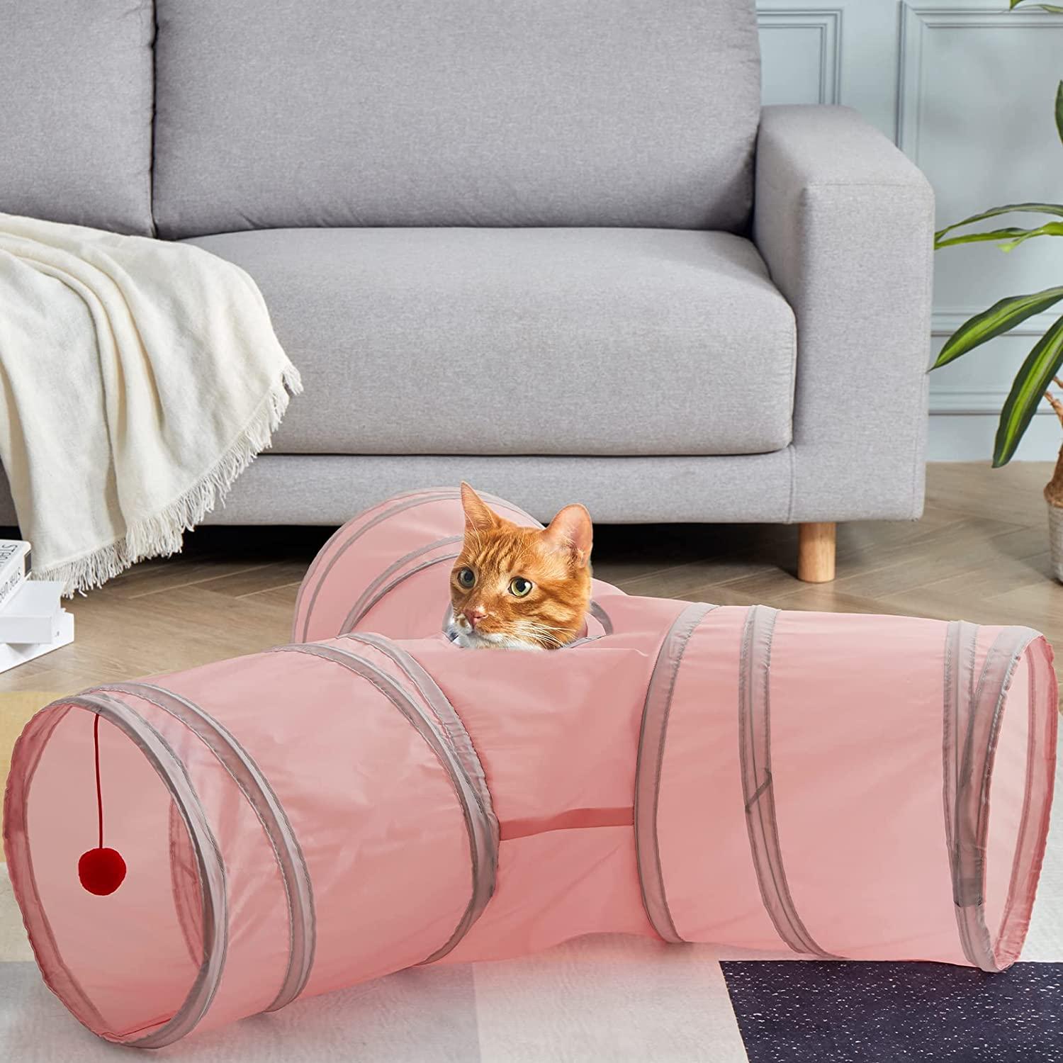 Crinkle Cat Toy Cat Tunnel Toy 3-Way Cat Tunnel Tube With Peek Holes & Hanging Ball - Collapsible Play Tent For Cats & Kittens Interactive Cat Play Cat Donut Tunnel