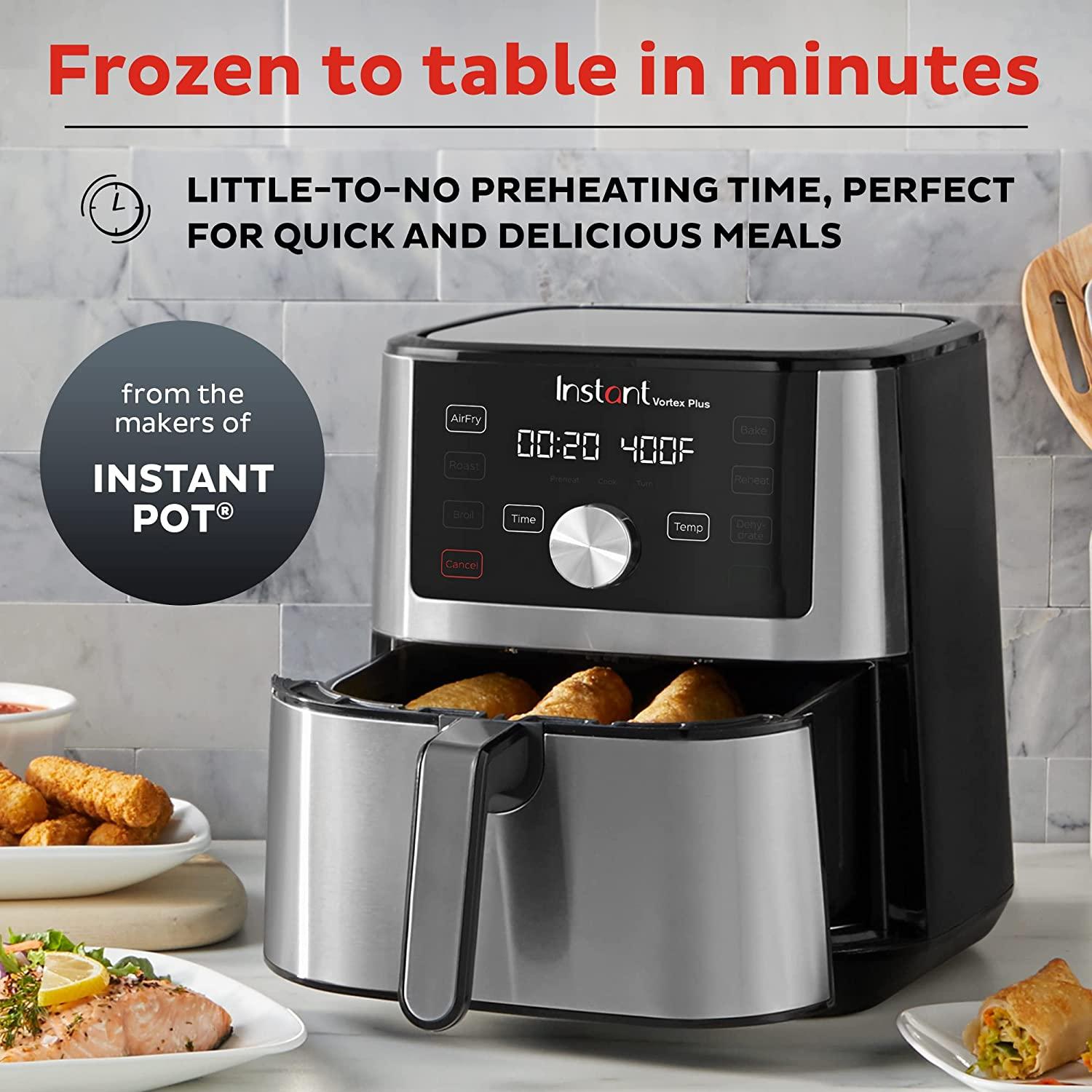 Instant Vortex Plus Air Fryer Oven, 6 Quart, From the Makers of Instant  Pot, 6-in-1, Broil, Roast, Dehydrate, Bake, Non-stick and Dishwasher-Safe  Basket, App With Over 100 Recipes, Stainless Steel 6 QT