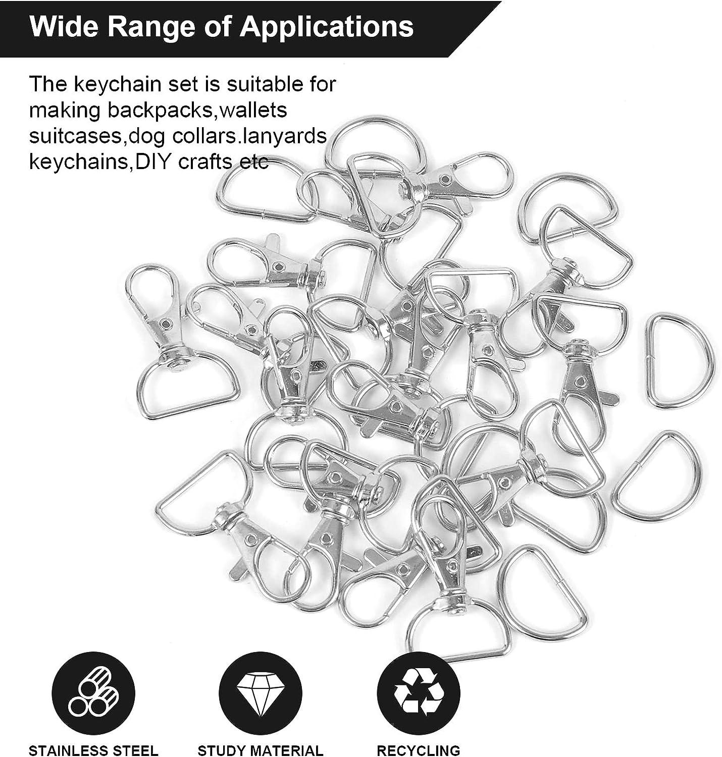 100 Pcs Premium Swivel Snap Hooks with Key Rings,Metal Lanyard