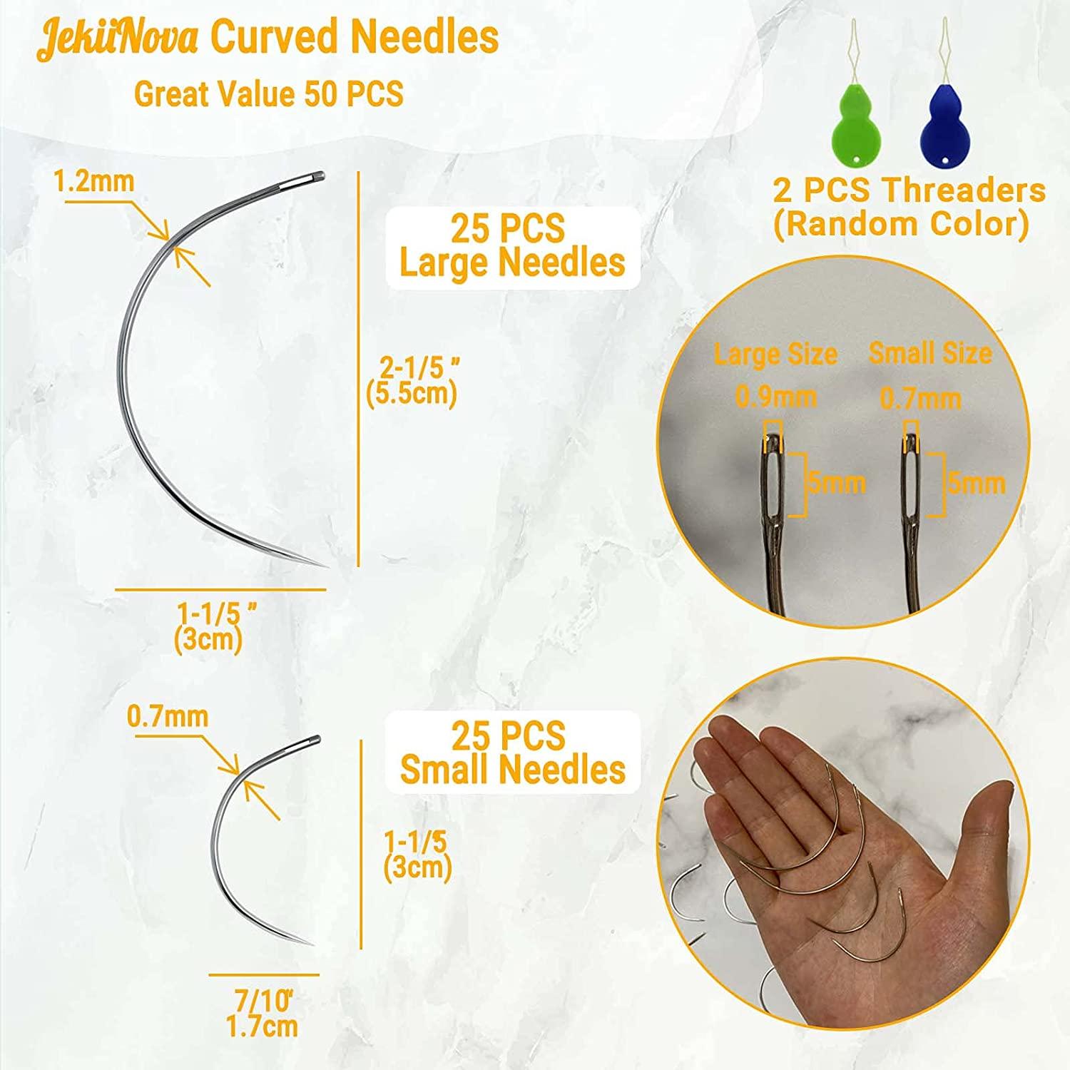 50 PCS Curved Needles, Curved Sewing Needles for Leather Projects Carpet or Canvas Repairing Wig