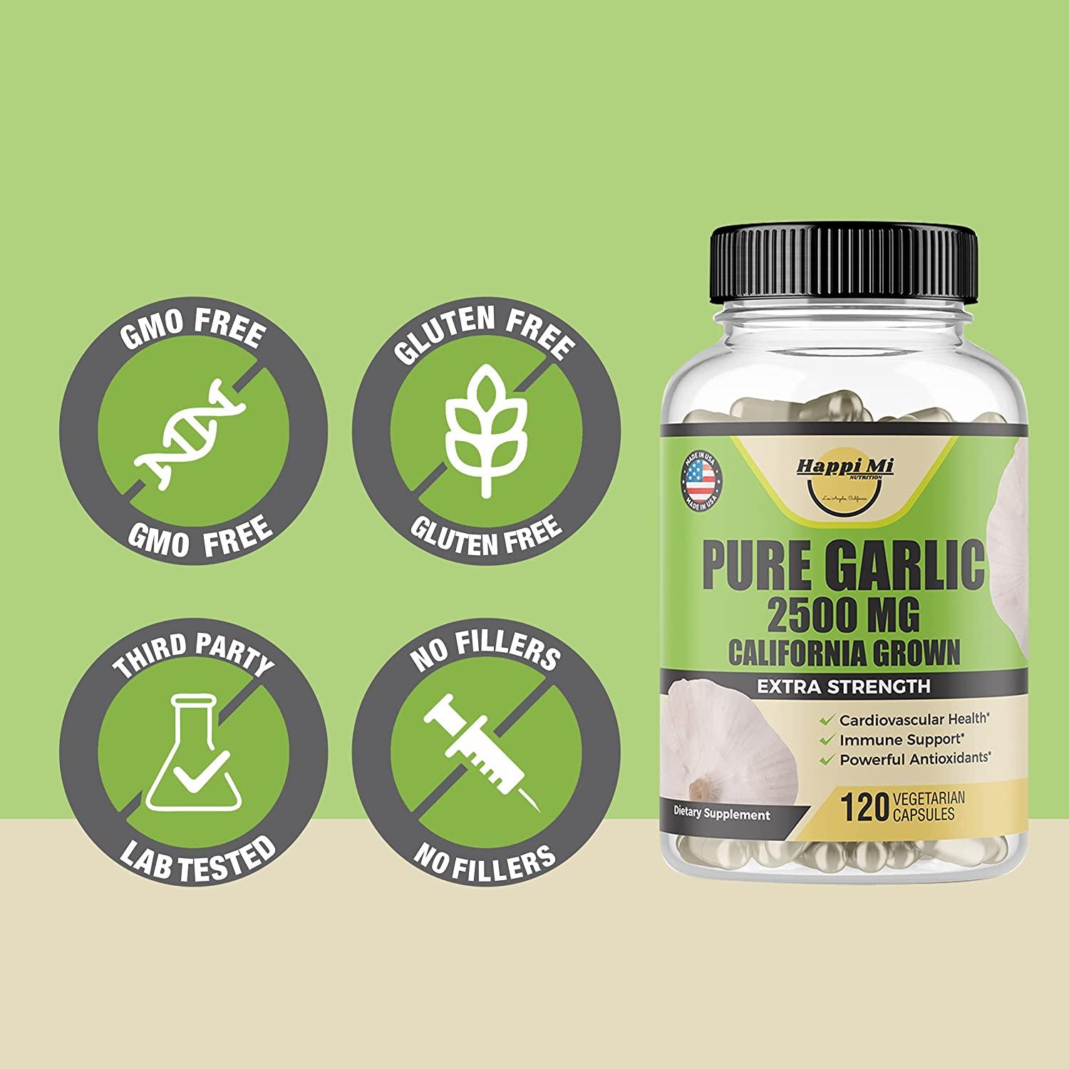 Happi Mi Nutrition Organic Garlic Capsules 2500mg Immune Support