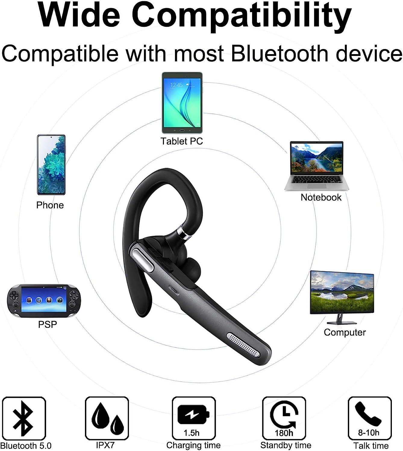 ICOMTOFIT Bluetooth Headset Wireless Hands-Free Earpiece