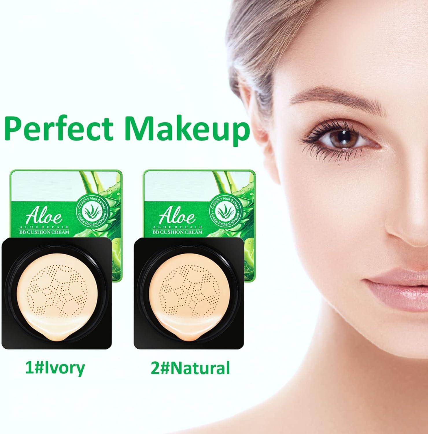 Mushroom Head Air Cushion CC Cream Aloe Vera Gel Liquid Foundation BB Cream  CC Cream Foundation Concealer Long Lasting Foundation Makeup Full Coverage  Even Skin Tone-Ivory Aloe Vera Ivory | Buy Now