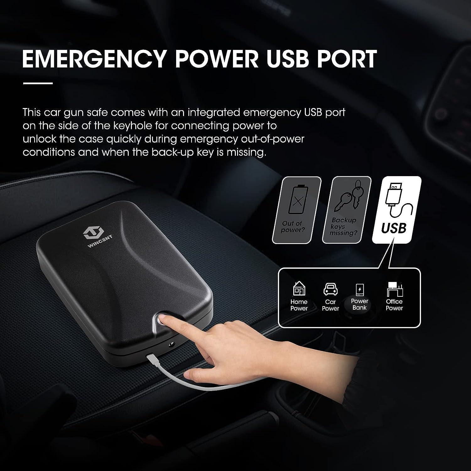 WINCENTPRO Biometric Gun Safe Fingerprint Pistol Safe Car Handgun Safe