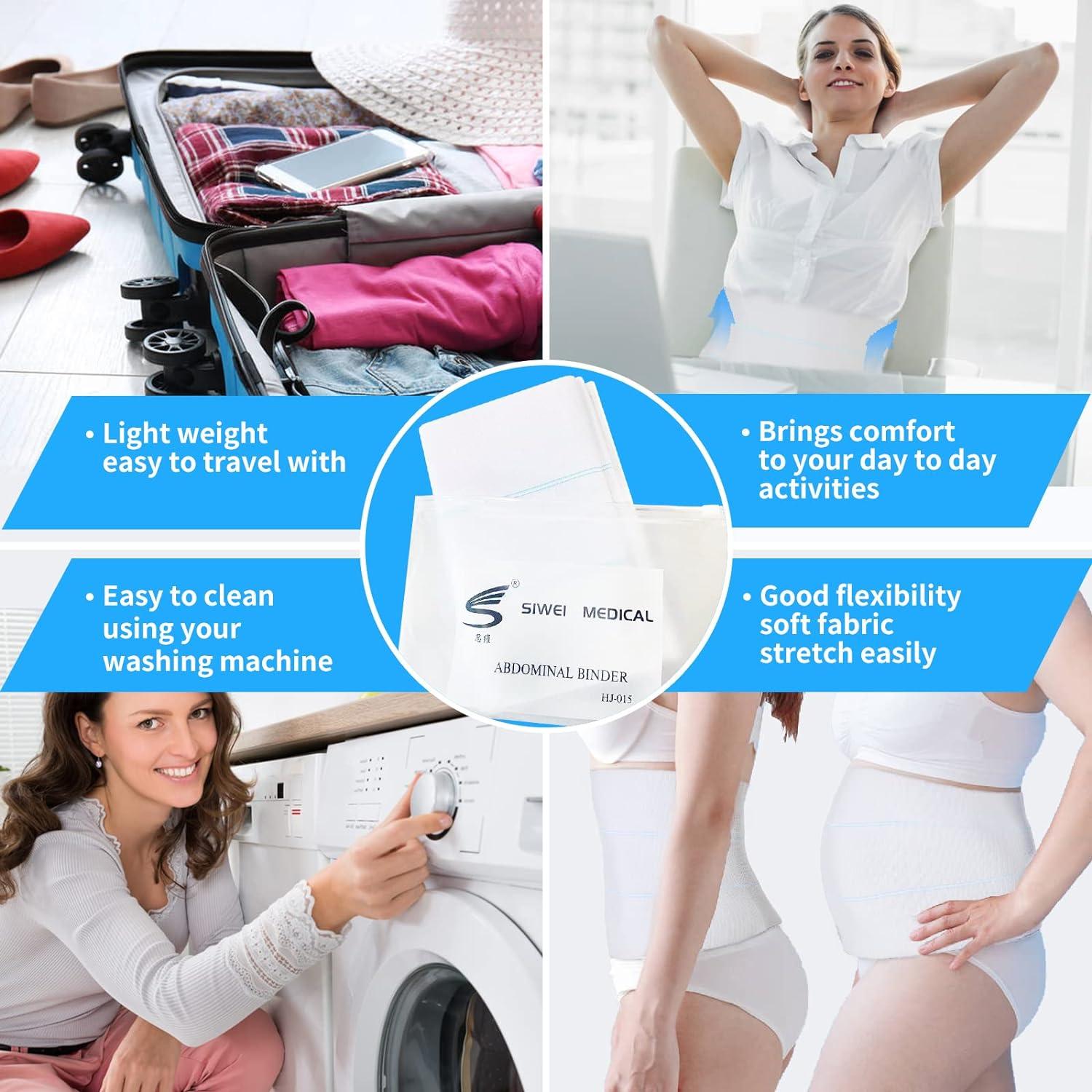 S SIWEI 2 Pack Abdominal Binder Post Surgery Stomach Compression for Men  and Women Postpartum Tummy Tuck Belt Belly Band Stomach Wrap High  Elasticity Breathable - (30 - 45) 3 PANEL - 9 (2 Pack) 30-45 WHITE