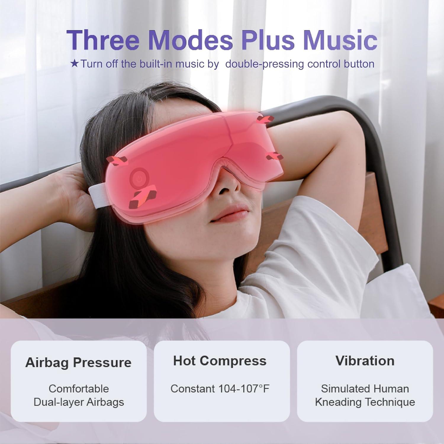 Hot Compress Bluetooth Eye Mask | Lightweight Wireless Music Eye Massager  with Heat & Vibration for Strain Relief Purple | Buy Now with Express  International Delivery | GoSupps.com