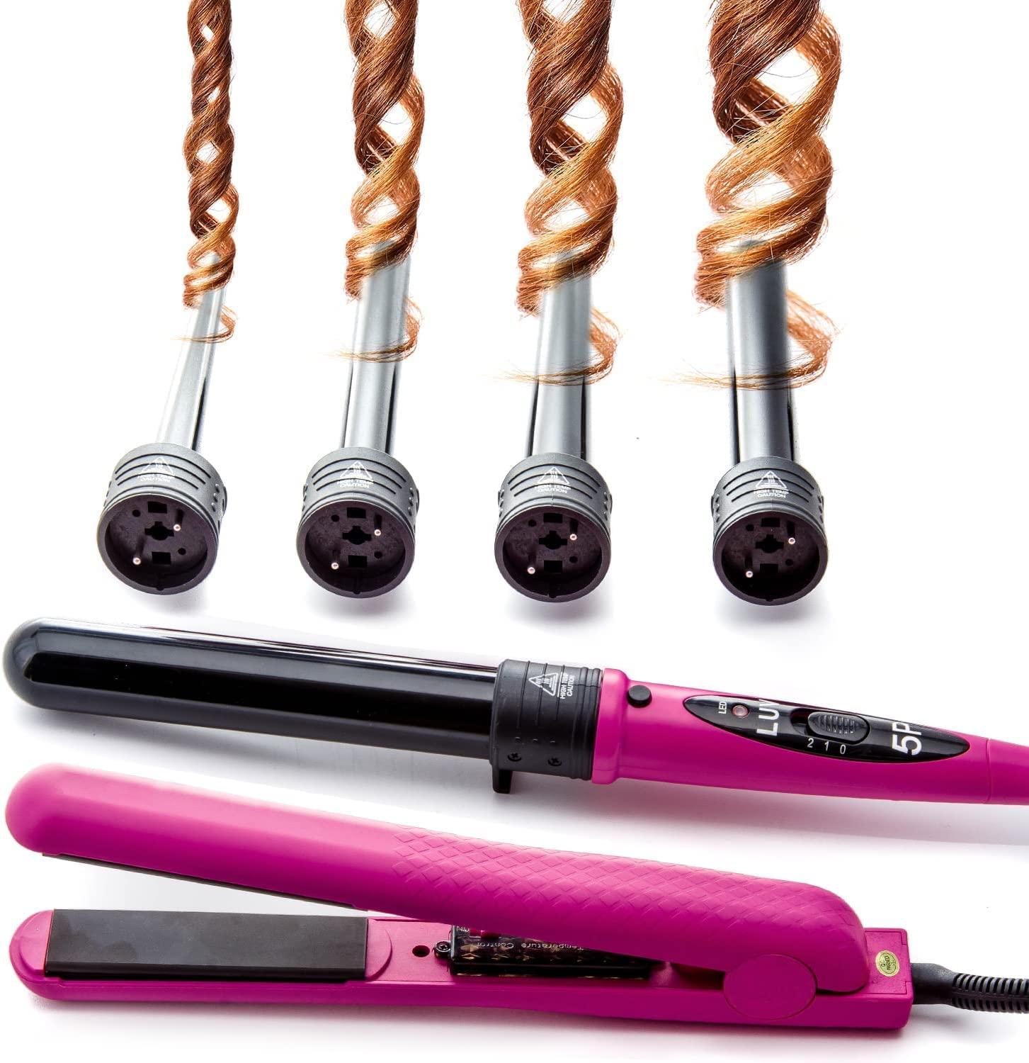 Deluxe Beauty Professional 8 Piece Interchangeable Flat and Curling