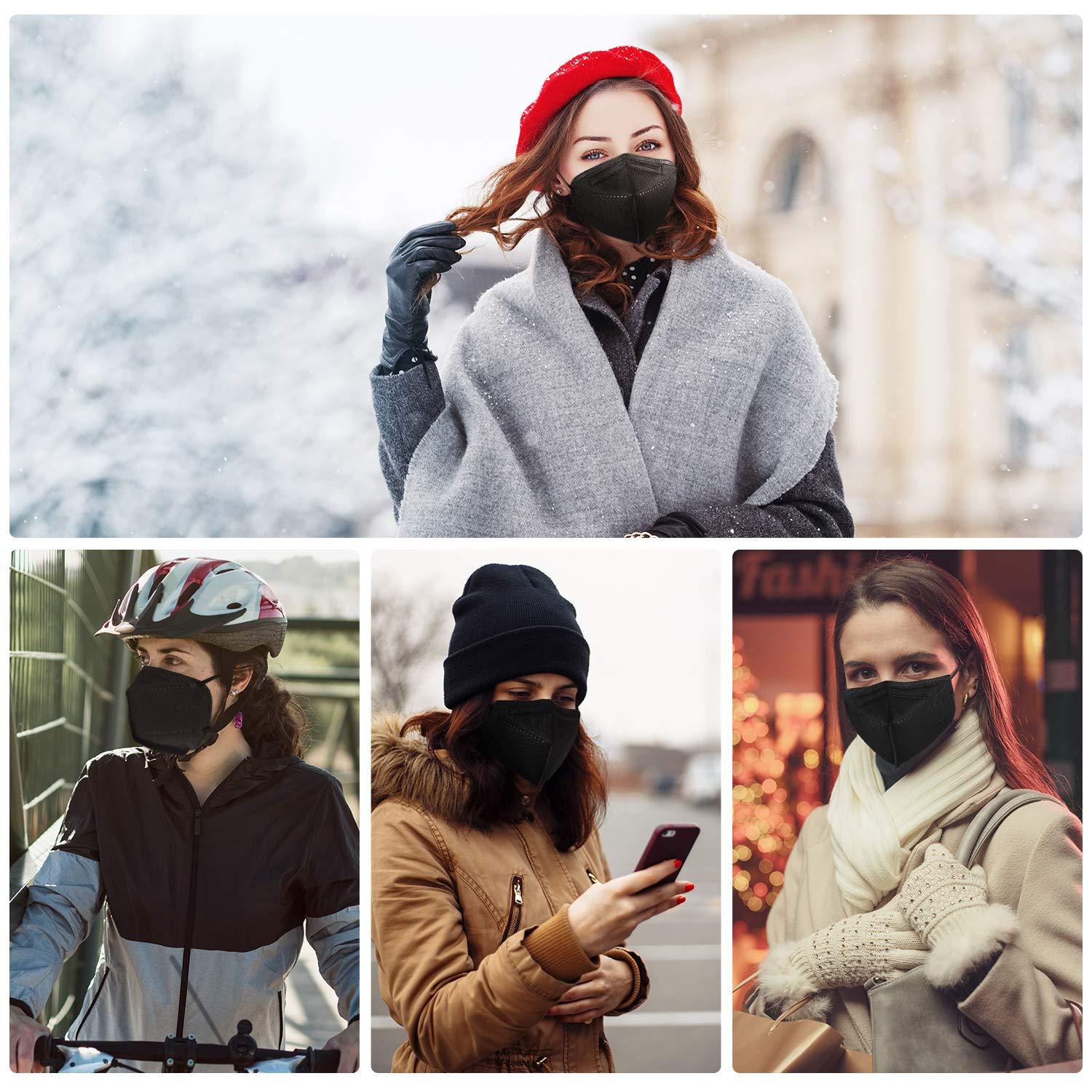 KN95 Face Mask 60 PCS, OPECTICID KN95 Masks Black Individually Wrapped