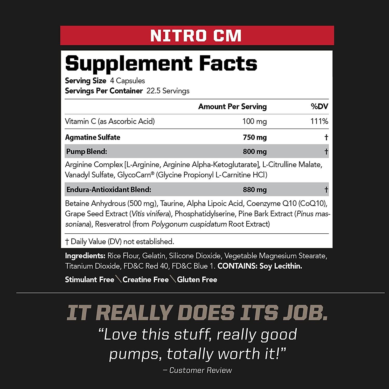 PMD Sports Nitro cm Nitric Oxide with Agmatine Pre Workout Supplement