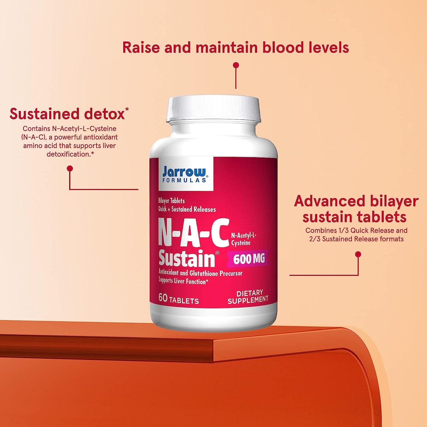 can glutathione help with inflammation Jarrow Formulas N-A-C Sustain 600mg - Antioxidant Amino Acid Supplement -  60 Sustain Tablets - Supports Liver & Lung Function | Buy Now with Express  International Delivery