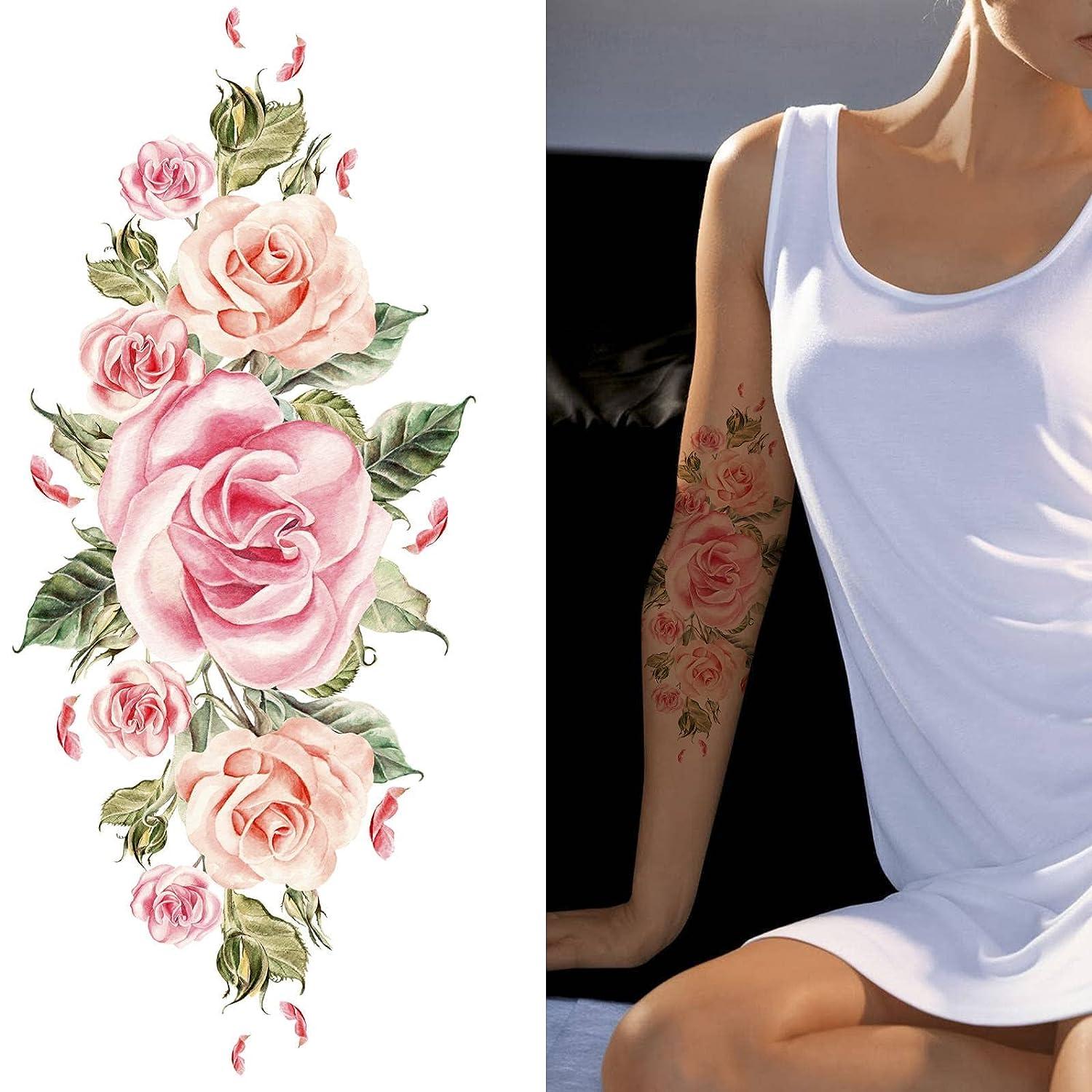 Quichic 60 Designs Flower Tattoos Temporary Realistic Large Flower Tattoos For Women Sexy