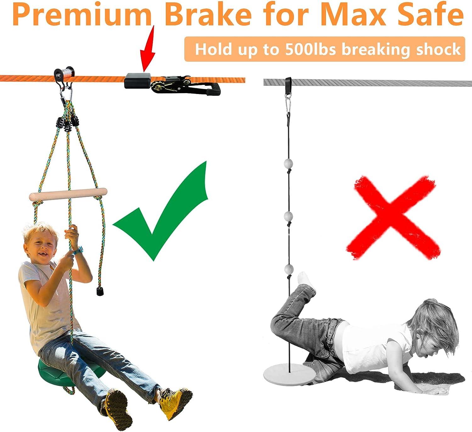 Silica Zipline Brake Stopper for Slackline Kits Backyard Zipline