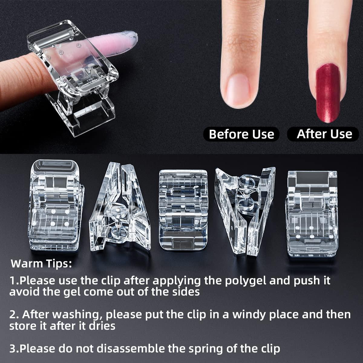 20 PCS Nail Tips Clip for Quick Building Polygel Extension Clamps
