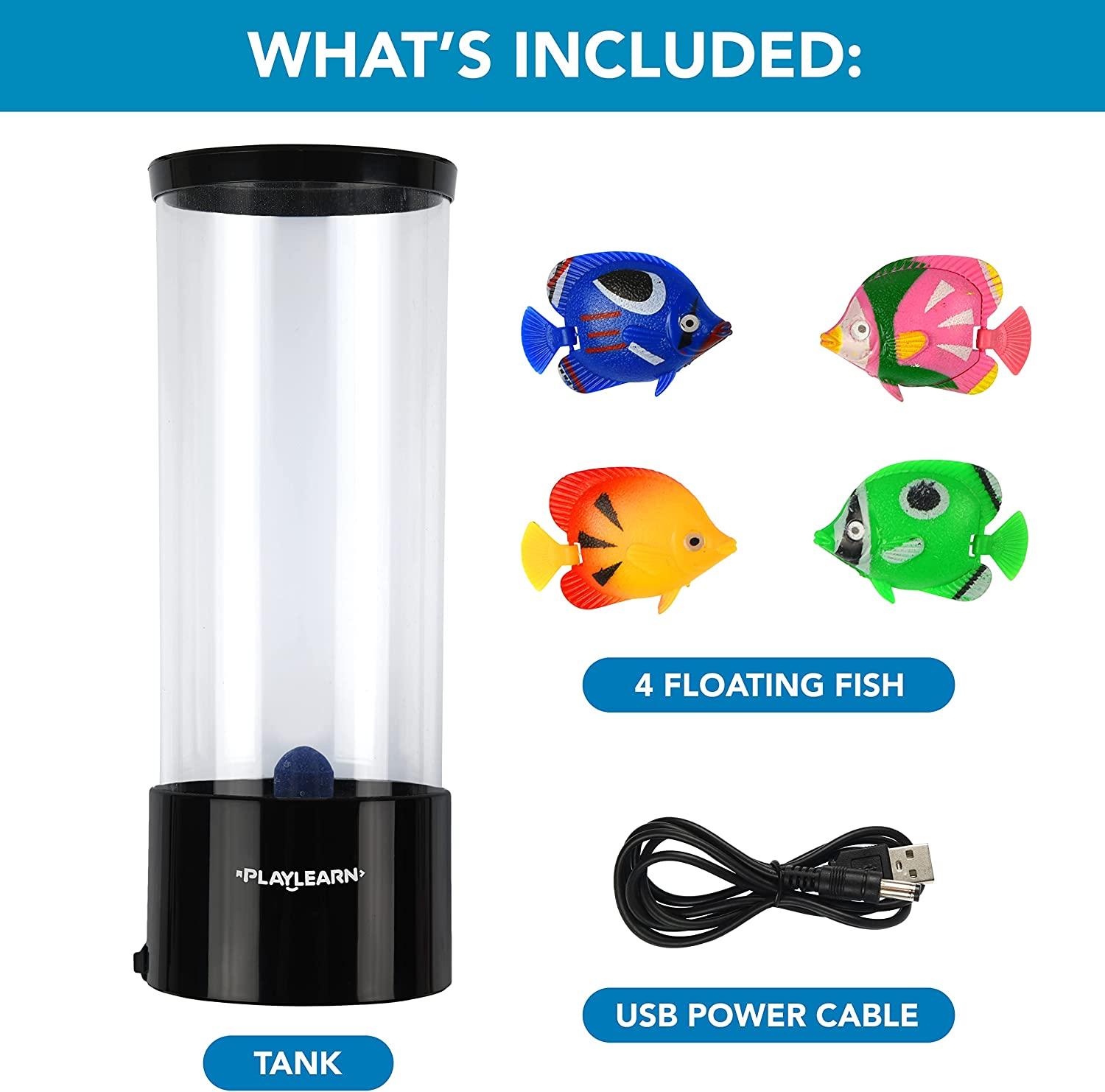 Playlearn Fake Fish Tank Mini Bubble Lamp Fake Aquarium - Color Changing  Sensory Lamp- 11 Inch