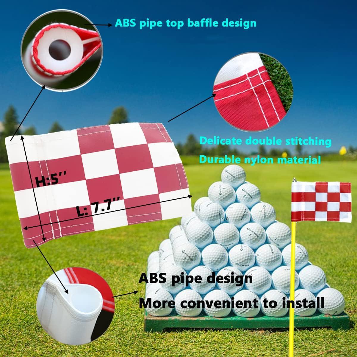 5 PCS Golf Flag Putting Green Flag Checkered Golf Flags with Tube Inserted Solid, Nylon Golf